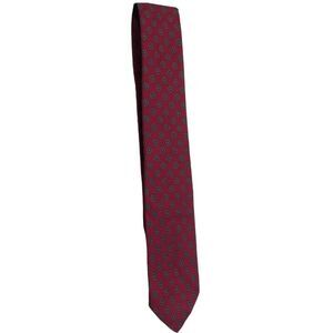 Vintage Bill Blass Slim Tie Red Medallion 100% Silk 90s